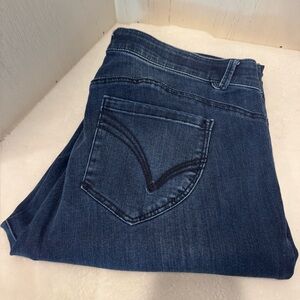 Democracy Dark Blue Straight Leg Ankle Jeans with Scarecrow Cuff